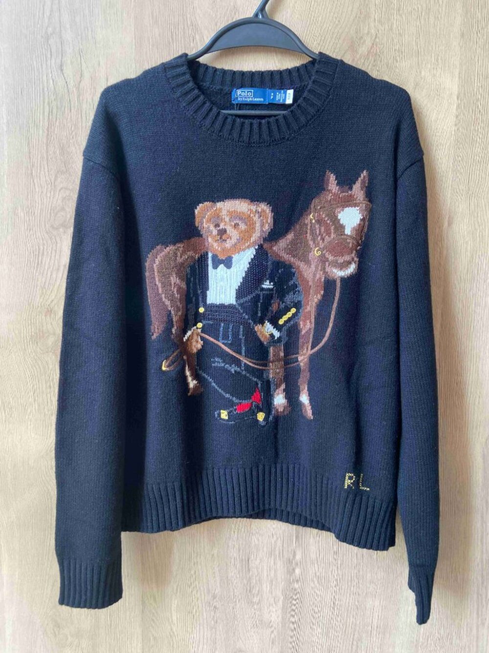 Polo Ralph Lauren Black Tuxedo Bear Horse Crewneck Sweater